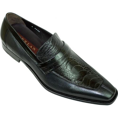 Mezlan "13414/P" Charcoal Grey Genuine Ostrich / Deer Skin  Shoes
